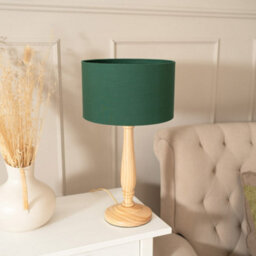 Valuelights Victoria Traditional Light Wood Candlestick Table Lamp With Forest Green Drum Shade - Led Bulb Included - thumbnail 4