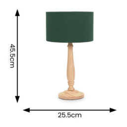 Valuelights Victoria Traditional Light Wood Candlestick Table Lamp With Forest Green Drum Shade - Led Bulb Included - thumbnail 5