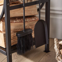 Dibor Contemporary Fireplace Freestanding Black Fireside Firewood Log Holder, Log Storage Rack With Companion Set - thumbnail 3