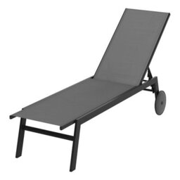 Costway Patio Sun Lounger Chair With Wheels Outdoor Recliner-Grey