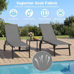 Costway Patio Sun Lounger Chair With Wheels Outdoor Recliner-Grey - thumbnail 9
