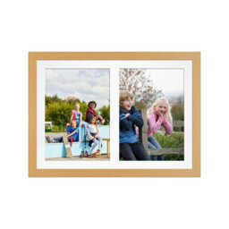 AK Frames 20X14 Country Pine Modern Multi Photo Frame With White Mount - Holds 2 Apertures (2X) A4 Photos