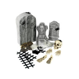 Smiffys Plastic Graveyard Decoration Set (Pack Of 24) Grey (One Size) - thumbnail 2