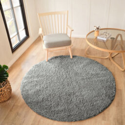 Livabliss Round Moda Shaggy-Solid Color Dark Grey Plush Soft Pile Living Bedroom Rug 120 X 120 Cm Easy Care, Non Shedding - thumbnail 2