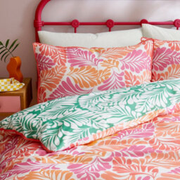 Appletree Carmen 100% Cotton Palm Leaf Print Pink Duvet Cover Set - thumbnail 2
