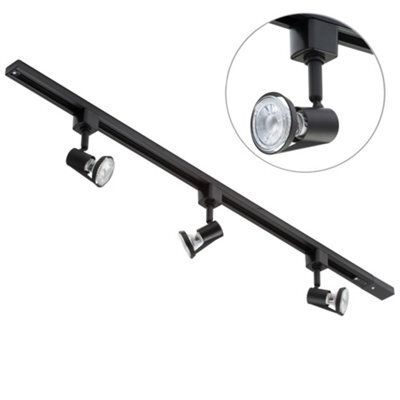 Litecraft Harlem Black 3 Head 1M Straight Kitchen Ceiling Light With Led Bulbs - image 1