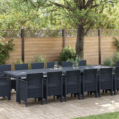Berkfield Garden Dining Set 15 Pcs Anthracite Polt Rattan - image 1
