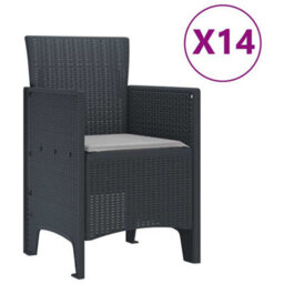 Berkfield Garden Dining Set 15 Pcs Anthracite Polt Rattan - thumbnail 5