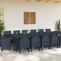 Berkfield Garden Dining Set 15 Pcs Anthracite Polt Rattan - thumbnail 3