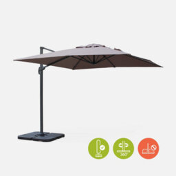 Alice's Garden Square Cantilever Parasol 3X3M - Falgos - Beige-Brown