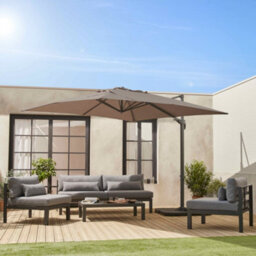 Alice's Garden Square Cantilever Parasol 3X3M - Falgos - Beige-Brown - thumbnail 8