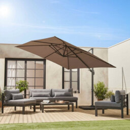 Alice's Garden Square Cantilever Parasol 3X3M - Falgos - Beige-Brown - thumbnail 9