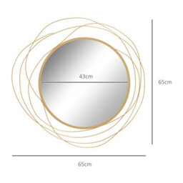 Homcom Metal Wall Art 65Cm Round Mirror For Living Room Dining Room Gold Tone - thumbnail 3