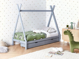 Beliani Kids Bed With Drawers Teepee Pine Wood Devay 90 X 200 Cm (Eu Single) Grey - thumbnail 2