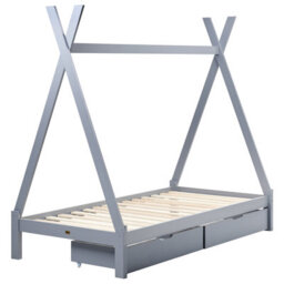 Beliani Kids Bed With Drawers Teepee Pine Wood Devay 90 X 200 Cm (Eu Single) Grey - thumbnail 5