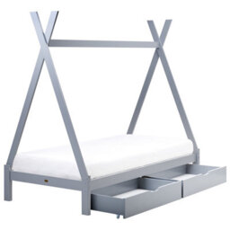 Beliani Kids Bed With Drawers Teepee Pine Wood Devay 90 X 200 Cm (Eu Single) Grey - thumbnail 4