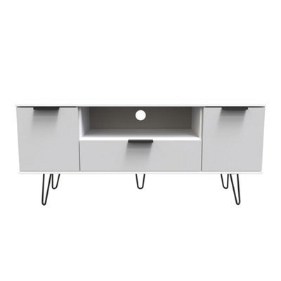 Fuji 2 Door 1 Drawer Wide Tv Unit In Grey Matt & White (Ready Assembled) - image 1