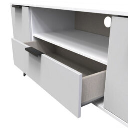 Fuji 2 Door 1 Drawer Wide Tv Unit In Grey Matt & White (Ready Assembled) - thumbnail 5