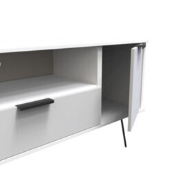 Fuji 2 Door 1 Drawer Wide Tv Unit In Grey Matt & White (Ready Assembled) - thumbnail 6