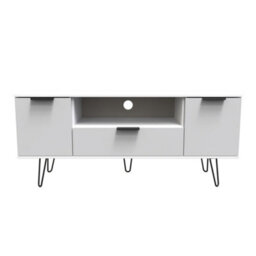Fuji 2 Door 1 Drawer Wide Tv Unit In Grey Matt & White (Ready Assembled) - thumbnail 1