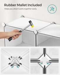 Songmics Spacious Shoe Cabinet, Modular Plastic Storage, Interlocking Organizer With Doors, Steel Frame, White - thumbnail 5