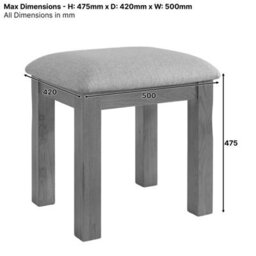 The Furniture Market Rustic Oak Dressing Table Stool Solid Oak, Comfortable Natural Fabric Upholstered Seat, Chunky Legs, Timeless Design - thumbnail 4