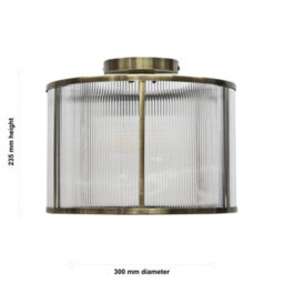 First Choice Lighting Bromley - Antique Brass With Ribbed Diffuser Flush Ceiling Light - thumbnail 5