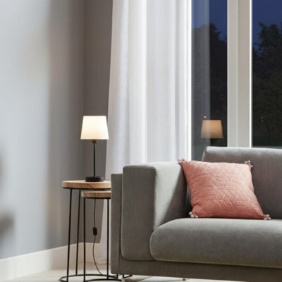 GoodHome Nunbird Plain Conical Matt Black & White Table Lamp - image 1