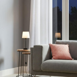 GoodHome Nunbird Plain Conical Matt Black & White Table Lamp - thumbnail 1