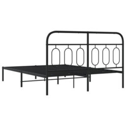 Berkfield Metal Bed Frame Without Mattress With Headboard Black 140X200Cm - thumbnail 6