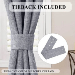 Ameha Grey Linen Blackout Curtain-135Gsm Fabric Summer Energy Saving- 90X90' Full Blackout Comfort Winter Warm For Modern Uk Interiors - thumbnail 8