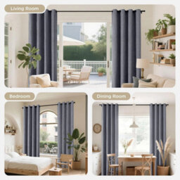 Ameha Grey Linen Blackout Curtain-135Gsm Fabric Summer Energy Saving- 90X90' Full Blackout Comfort Winter Warm For Modern Uk Interiors - thumbnail 3