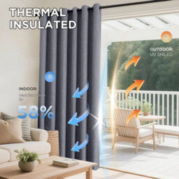 Ameha Grey Linen Blackout Curtain-135Gsm Fabric Summer Energy Saving- 90X90' Full Blackout Comfort Winter Warm For Modern Uk Interiors - thumbnail 4