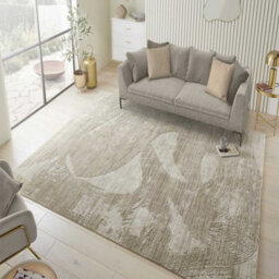 Beige Abstract Wool Luxurious Modern Easy To Clean Abstract Dining Room Bedroom And Living Room Rug -274Cm X 366Cm - thumbnail 1