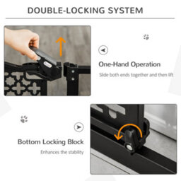 Pawhut 74-105Cm Pet Safety Gate, Pressure Fit Stair With Double Locking - Black - thumbnail 4