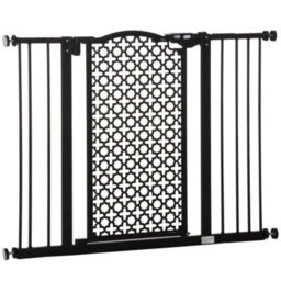 Pawhut 74-105Cm Pet Safety Gate, Pressure Fit Stair With Double Locking - Black - thumbnail 2