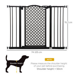 Pawhut 74-105Cm Pet Safety Gate, Pressure Fit Stair With Double Locking - Black - thumbnail 3