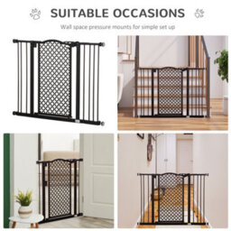 Pawhut 74-105Cm Pet Safety Gate, Pressure Fit Stair With Double Locking - Black - thumbnail 8