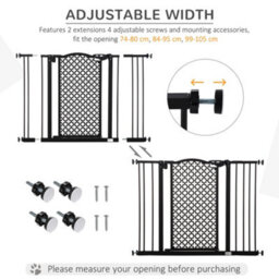 Pawhut 74-105Cm Pet Safety Gate, Pressure Fit Stair With Double Locking - Black - thumbnail 6