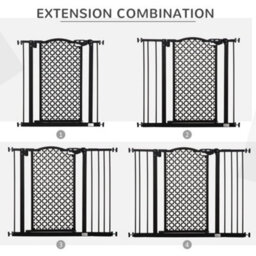 Pawhut 74-105Cm Pet Safety Gate, Pressure Fit Stair With Double Locking - Black - thumbnail 7
