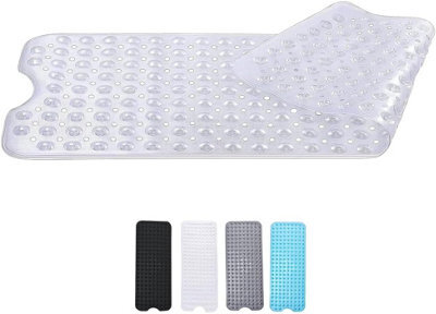 Zuvo Extra Long Bath Mat 100X40Cm Clear Non Slip Shower Mat With Suction And Machine Washable - image 1