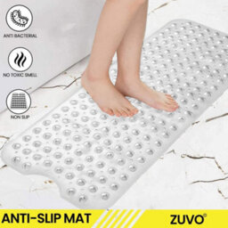 Zuvo Extra Long Bath Mat 100X40Cm Clear Non Slip Shower Mat With Suction And Machine Washable - thumbnail 3