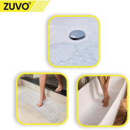 Zuvo Extra Long Bath Mat 100X40Cm Clear Non Slip Shower Mat With Suction And Machine Washable - thumbnail 6