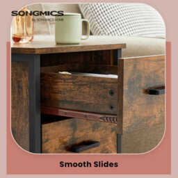 LEDREM Industrial Nightstand With 3 Drawers, Side Table For Bedroom And Living Room, Rustic Brown And Black - thumbnail 5