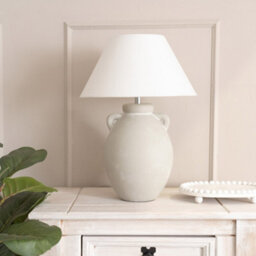 Valuelights Daphne Linen Tapered Lamp Shade Stoneware Ceramic Vase Table Lamp With Led Bulb - thumbnail 3