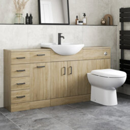Affine Bathroom Vanity Unit Drawer Cabinet Laundry Storage Toilet Basin Oak 1564mm - thumbnail 1