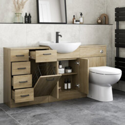 Affine Bathroom Vanity Unit Drawer Cabinet Laundry Storage Toilet Basin Oak 1564mm - thumbnail 2