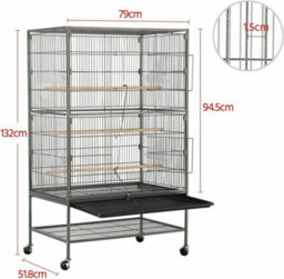 Hygrad Built to Survive Large 132Cm Flight Cage Stand Wheels Rolling Portable Metal Bird Cage Tray For Parrot Cockatiels Quaker Parakeets Green Cheek - thumbnail 6