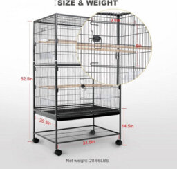 Hygrad Built to Survive Large 132Cm Flight Cage Stand Wheels Rolling Portable Metal Bird Cage Tray For Parrot Cockatiels Quaker Parakeets Green Cheek - thumbnail 3
