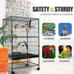 Hygrad Built to Survive Large 132Cm Flight Cage Stand Wheels Rolling Portable Metal Bird Cage Tray For Parrot Cockatiels Quaker Parakeets Green Cheek - thumbnail 2